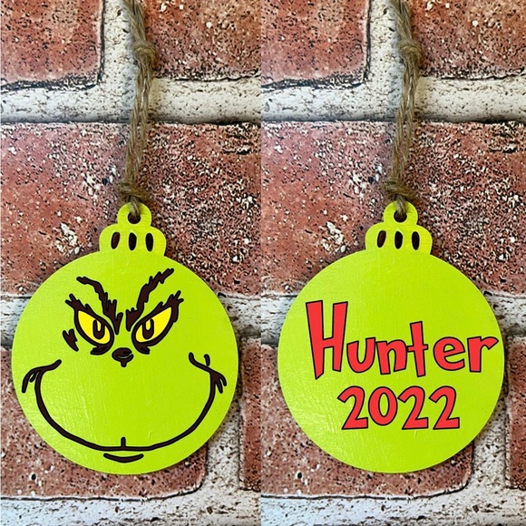 Personalized Grinch Christmas Ornaments Gift Tags - Picture 1 of 1